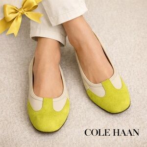 Cole Haan Nike Air Ballet Flats Green Cream Suede Mesh Comfort